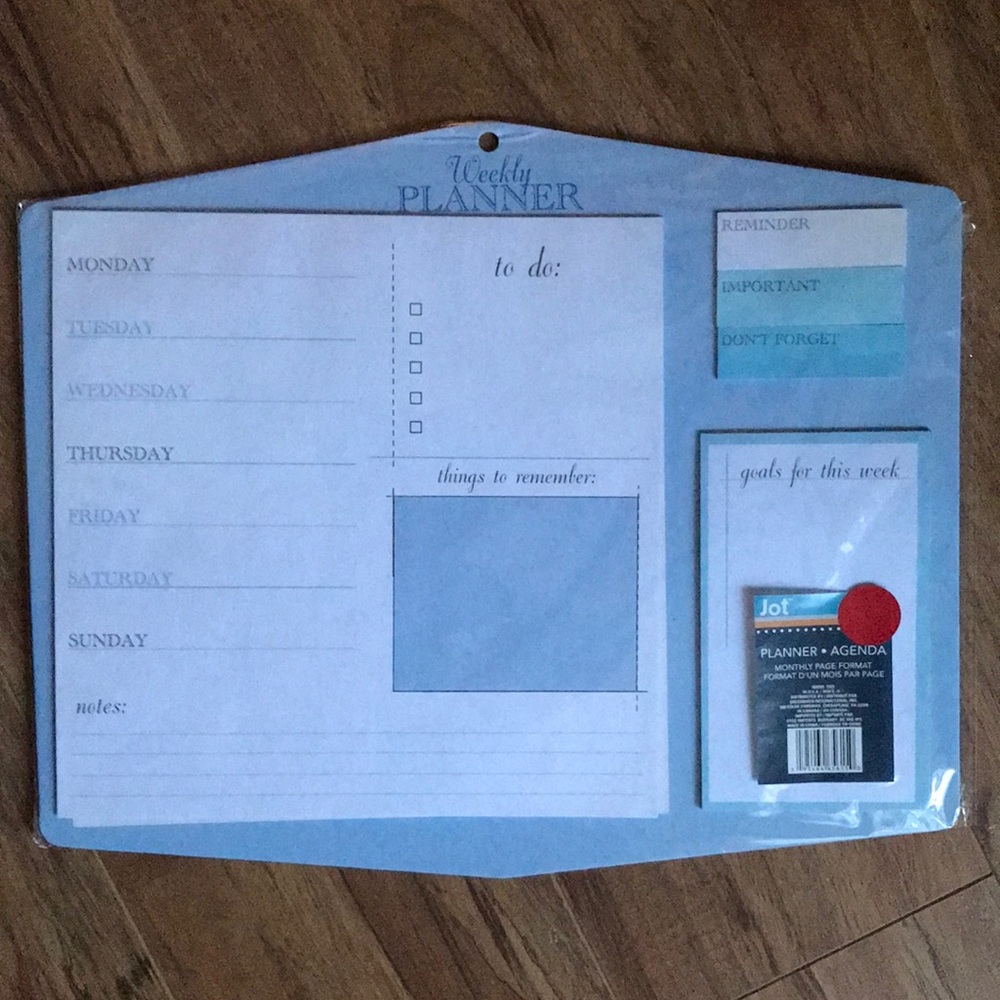 Weekly Wall Planner Pad with Sticky Notes - Light Blue